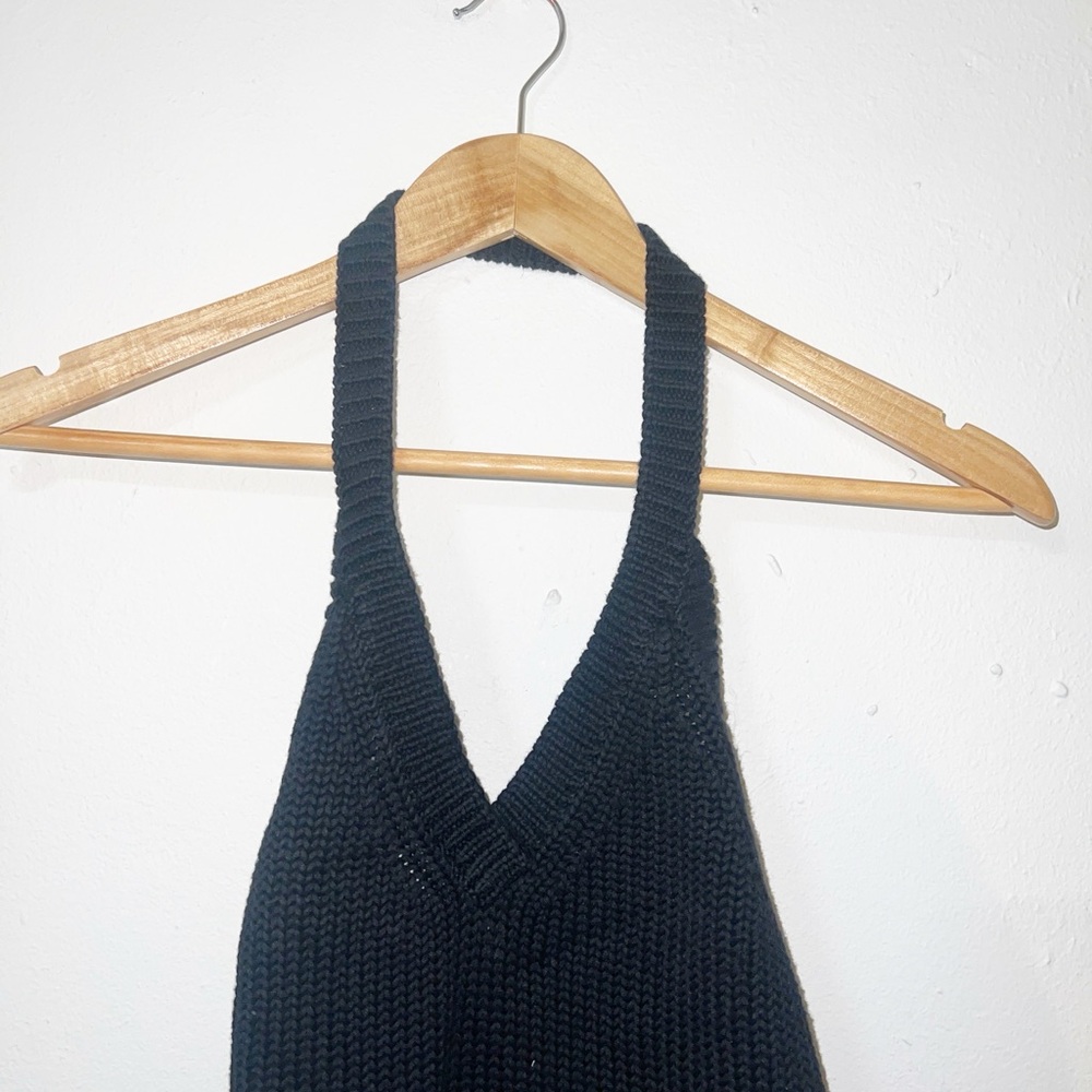 Old Navy black 100% cotton knit sweater Y2K halter top - Picture 2 of 9
